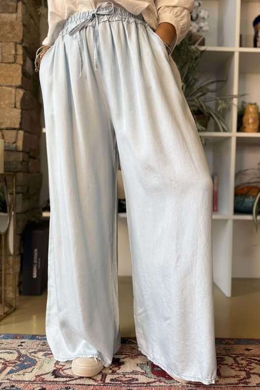 Washed Chambray Palazzo Jean Light 